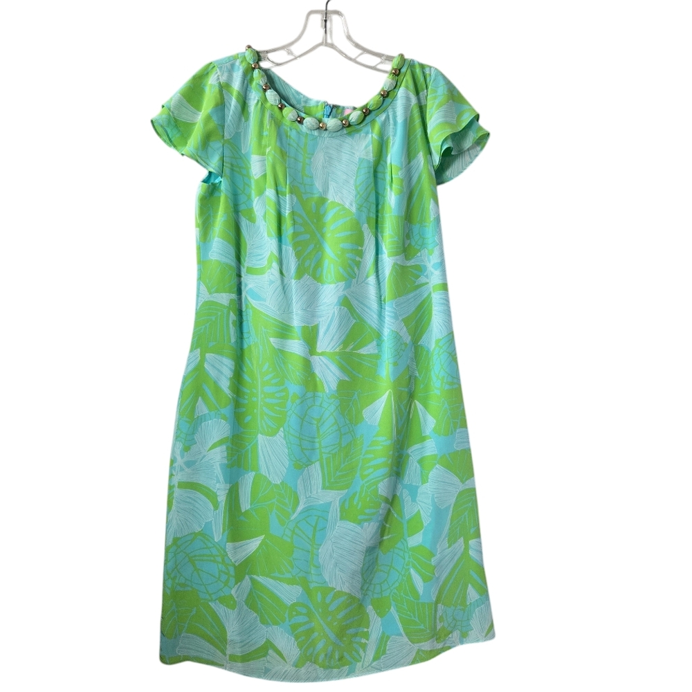 Lilly Pulitzer Limeade Love Me or Leaf Me Silk Printed Joann Dress